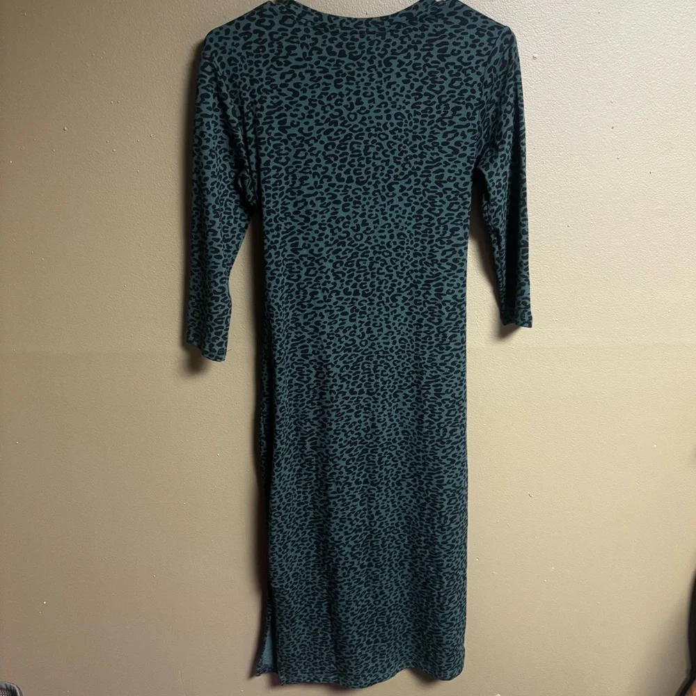 NEW Amour Vert Leopard Green Print Wrap Waist Dress size Medium